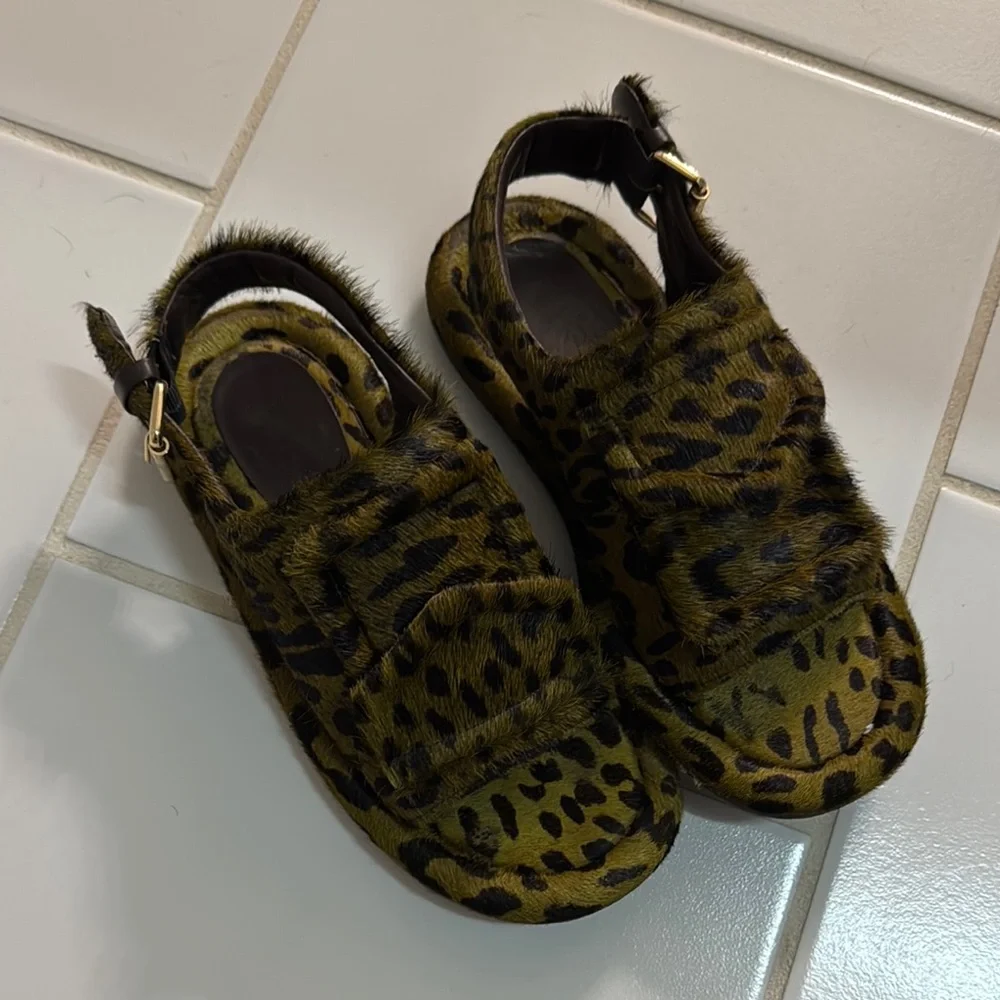 Tibi Pony Hair Calf Print Slingback Beryen Sandal - Picture 2 of 4